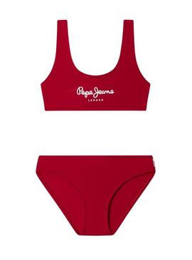 Bikini Pepe Jeans con logo stampato rosso per ragazza