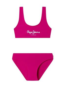 Bikini Pepe Jeans logo stampato rosa per bambina
