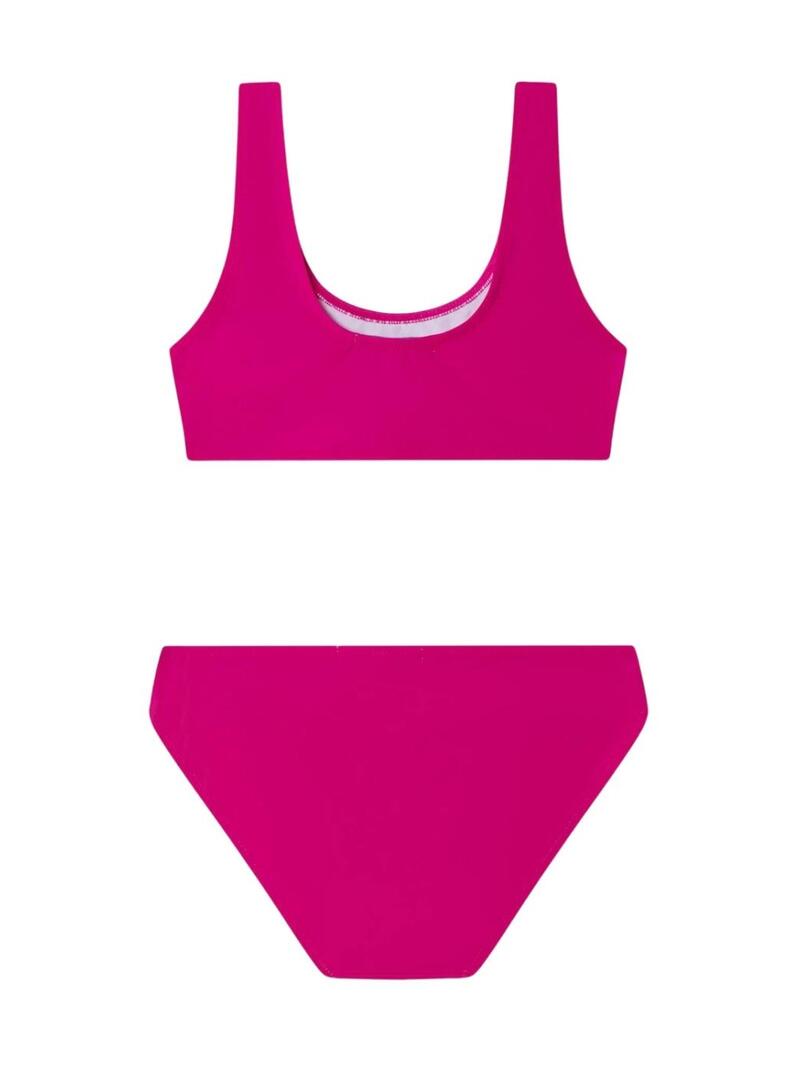 Bikini Pepe Jeans logo stampato rosa per bambina