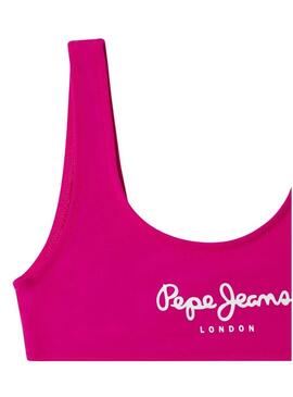 Bikini Pepe Jeans logo stampato rosa per bambina