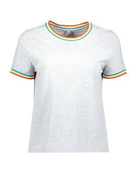 T-Shirt Only Rainbow Grigio Donna