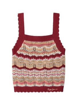 Top a spalline Pepe Jeans Hyo rosso per bambina