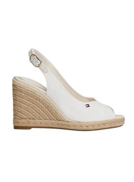Espadrillas Tommy Hilfiger bianche senza tallone con zeppa alta per donna.