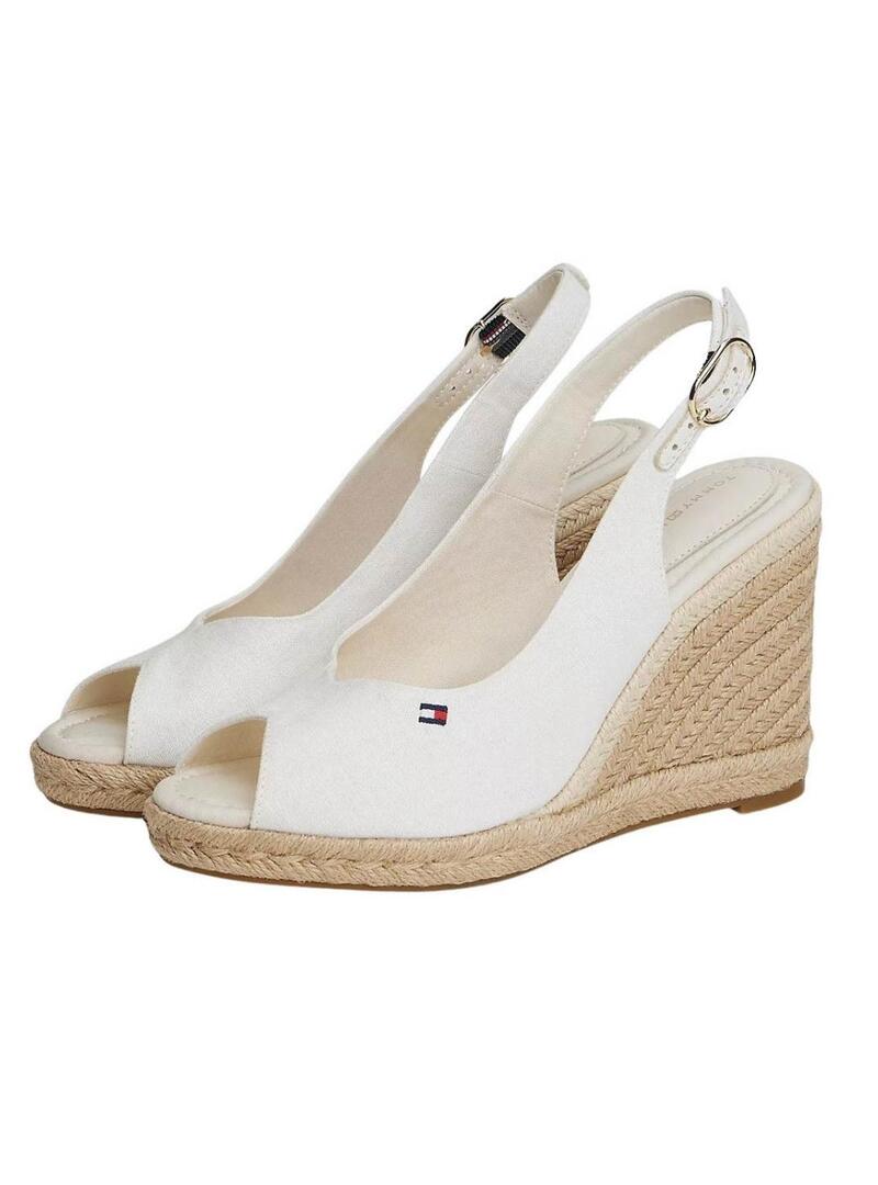 Espadrillas Tommy Hilfiger bianche senza tallone con zeppa alta per donna.