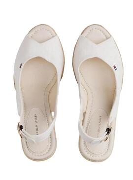 Espadrillas Tommy Hilfiger bianche senza tallone con zeppa alta per donna.