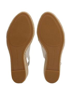 Espadrillas Tommy Hilfiger bianche senza tallone con zeppa alta per donna.