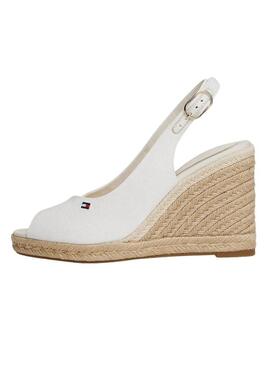 Espadrillas Tommy Hilfiger bianche senza tallone con zeppa alta per donna.