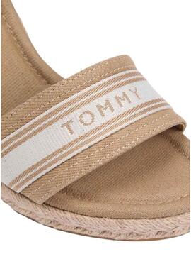 Espadrillas Tommy Hilfiger in webbing color tostato con zeppa alta per donna.