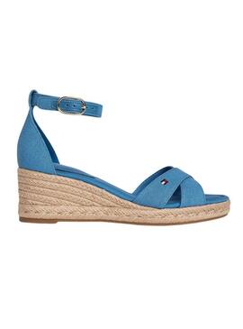 Espadrillas Tommy Hilfiger blu con zeppa media incrociate per donna