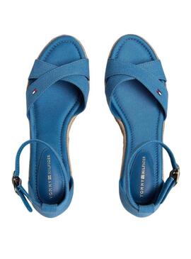 Espadrillas Tommy Hilfiger blu con zeppa media incrociate per donna