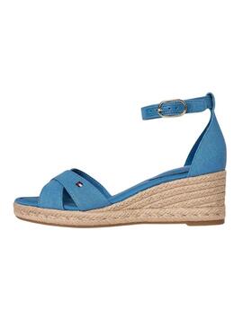 Espadrillas Tommy Hilfiger blu con zeppa media incrociate per donna
