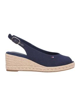 Espadrillas Tommy Hilfiger senza tallone blu navy con zeppa media per donna