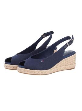 Espadrillas Tommy Hilfiger senza tallone blu navy con zeppa media per donna