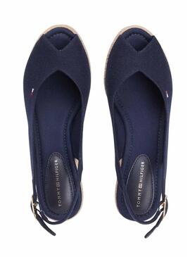 Espadrillas Tommy Hilfiger senza tallone blu navy con zeppa media per donna