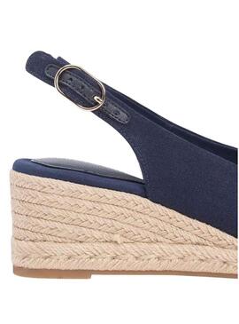 Espadrillas Tommy Hilfiger senza tallone blu navy con zeppa media per donna