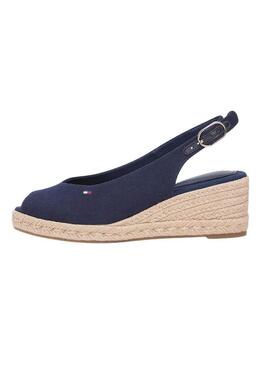 Espadrillas Tommy Hilfiger senza tallone blu navy con zeppa media per donna
