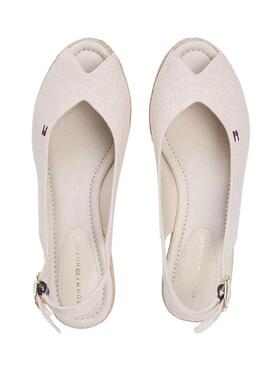 Espadrillas beige Tommy Hilfiger senza tacco con zeppa media per donna
