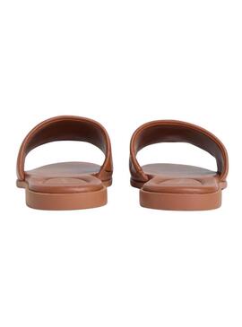 Sandali Tommy Hilfiger mules Hardware marrone in pelle per donna.