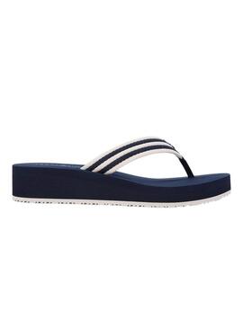 Ciabatte con zeppa a righe blu Tommy Hilfiger per donna