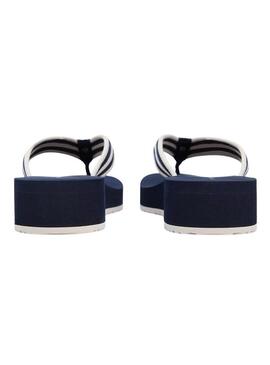 Ciabatte con zeppa a righe blu Tommy Hilfiger per donna
