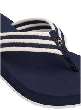 Ciabatte con zeppa a righe blu Tommy Hilfiger per donna