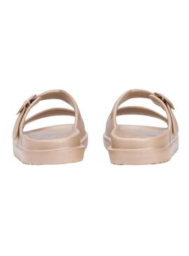 Sandali Tommy Hilfiger Light a doppia striscia dorata per donna.