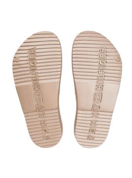 Sandali Tommy Hilfiger Light a doppia striscia dorata per donna.