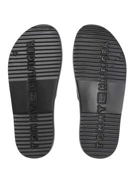 Sandali Tommy Hilfiger Light a doppia fascia neri per donna.