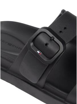 Sandali Tommy Hilfiger Light a doppia fascia neri per donna.