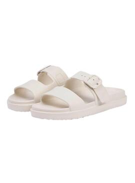 Sandali Tommy Hilfiger Light a doppia striscia beige per donna.