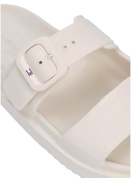 Sandali Tommy Hilfiger Light a doppia striscia beige per donna.