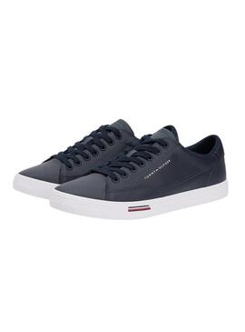 Scarpe Tommy Hilfiger Vulc Core in pelle blu marino per uomo