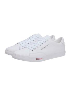 Sneakers Tommy Hilfiger Vulc Core in pelle bianca per uomo.