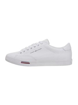 Sneakers Tommy Hilfiger Vulc Core in pelle bianca per uomo.