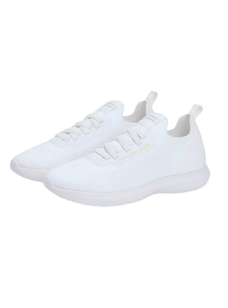 Sneakers Tommy Hilfiger Knit Extralight bianche da donna.
