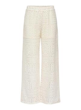 Pantaloni Only Llian in pizzo bianchi per donna.