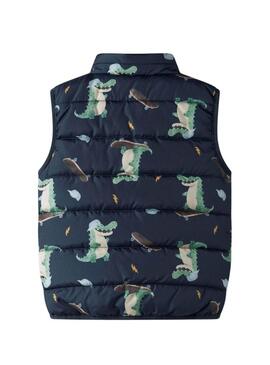 Gilet imbottito Name It Mylane con dinosauri per bambino.