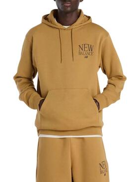 Felpa New Balance Logo color senape per uomo