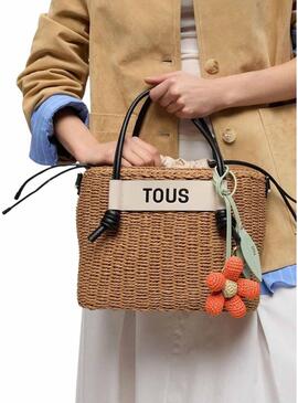 Borsa media Tous modello Scoubidou in colori naturale e nero per donna.