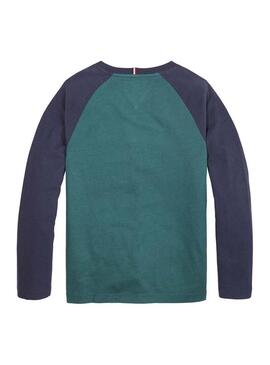 T-Shirt Tommy Hilfiger Applique Logo Verde Bambino