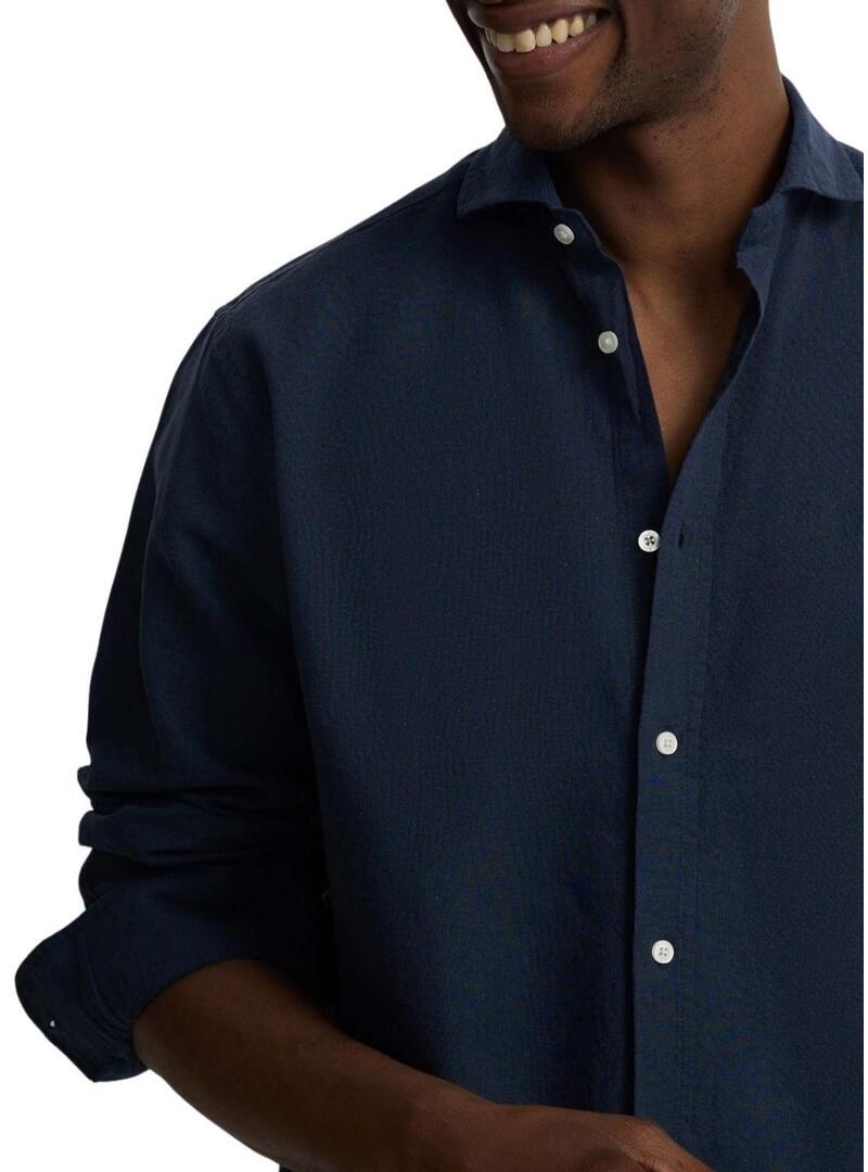 Camicia Silbon Sport in lino blu per uomo