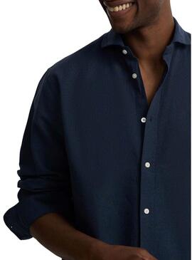 Camicia Silbon Sport in lino blu per uomo