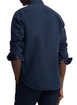 Camicia Silbon Sport in lino blu per uomo