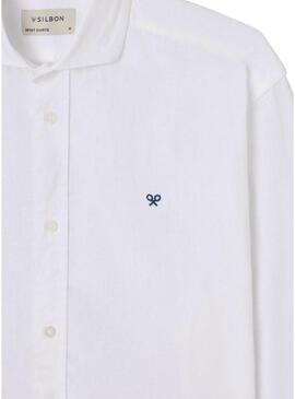 Camicia Silbon Sport in lino bianco per uomo