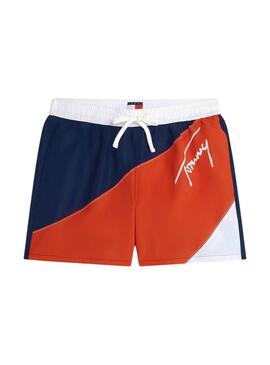 Costume da bagno Tommy Jeans tricolore blu, rosso e bianco per uomo.