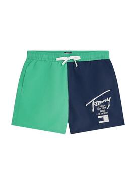 Costume da bagno Tommy Jeans bicolore blu e verde per uomo