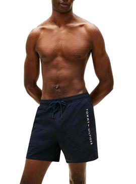 Costume da bagno Tommy Hilfiger con logo blu scuro per uomo