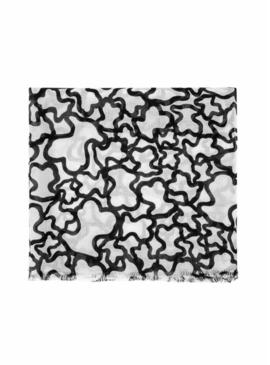 Foulard Tous Kaos stampato orsi bianco e nero per donna