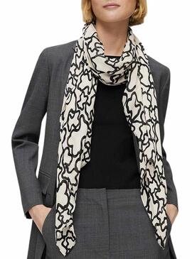Foulard Tous Kaos stampato orsi bianco e nero per donna