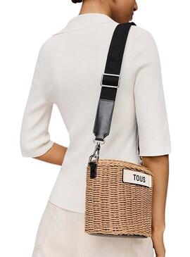 Borsa Tous saca Scoubidou naturale e nera per donna